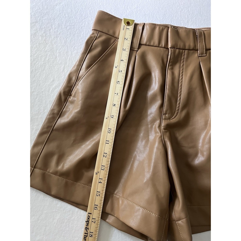 Abercrombie & Fitch Vegan Leather Shorts Brown High Rise Pockets Women Size S - Picture 8 of 9
